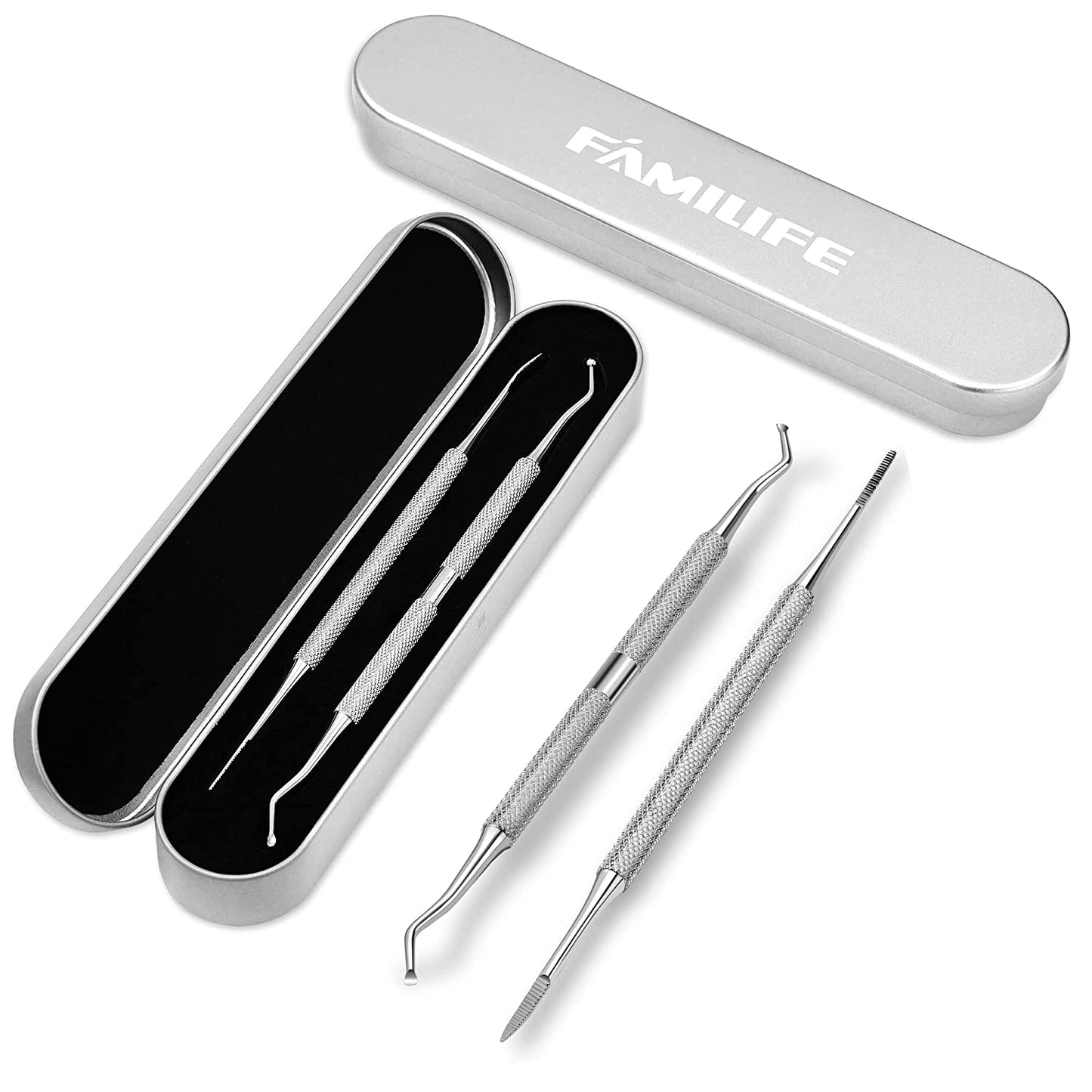 FAMILIFE Ingrown Toenail File and Lifter Double Sided Stainless Steel Professional Foot Nail Care Hook Pedicure L0424