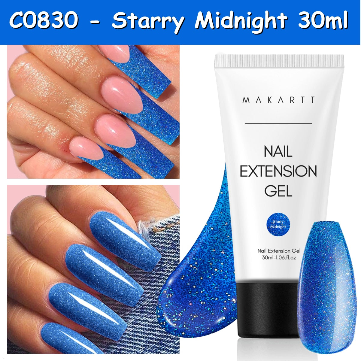 Makartt Poly Nail Extension Gel 30ML / 50ML Pink Clear Blue Purple Nail Gel Trendy Nail Art Design French Manicure For Starters