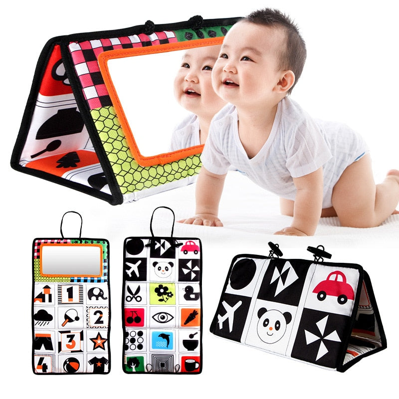 Black And White Baby Mirror Tummy Time Toys For Babies Montessori Development Crawl Toys High Contrast Baby Toy Activity Mirror