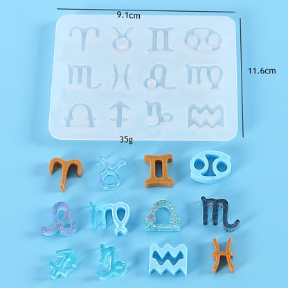 Zodiac Jewelry Pendants Silicone Molds for Handmade UV Epoxy Resin 12 Constellation Necklace Bracelet Keychain Pendant Mold