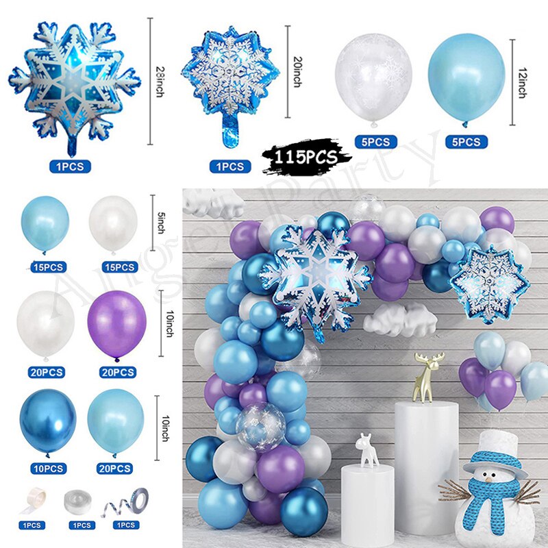 Flash Snowflake Elsa Frozen Arche Ballon Anniversaire Happy Birthday Snow Queen Balloons Party Decoration Kit Baby Shower Globos