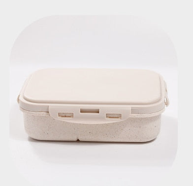 Wheat Straw Lunch Box Microwavable Tableware Students Adult Multi Grids Lunch Boxes Insulation Keep Fresh Leakproof Storage Box