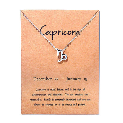 12 Zodiac Sign Necklaces With Cardboard Constellations Pendant Gold Color Chains Choker For Women Birthday Fashion Jewelry