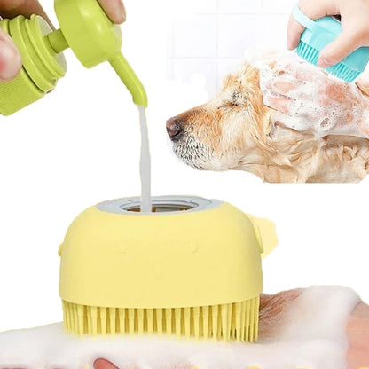 Bathroom Dog Bath Brush Massage Gloves Soft Safety Silicone Comb with Shampoo Box Pet Dog Brush