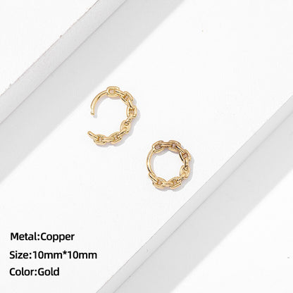 Classic Stainless Steel Ear Buckle for Women Trendy Gold Color Small Large Circle Hoop Earrings Punk Hip Hop Jewelry Accessories