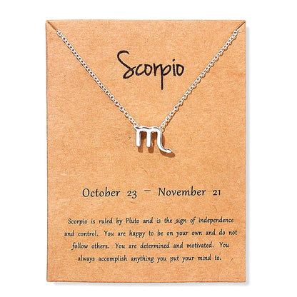 12 Zodiac Sign Necklaces With Cardboard Constellations Pendant Gold Color Chains Choker For Women Birthday Fashion Jewelry