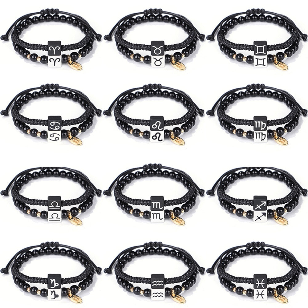 Ailodo 12 Constellations Rope Chain Woven Bracelets For Women Men Kids Handmade 12 Horoscope Zodiac Sign Bracelets Jewelry Gifts