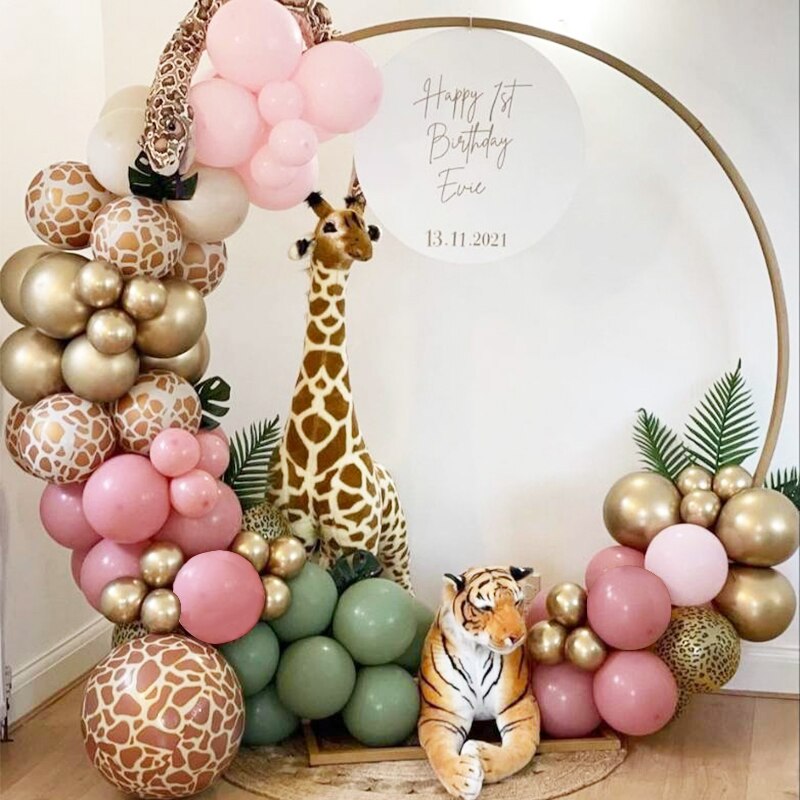 Animal Printed Balloon Arch Kit Jungle Safari Green Latex Balloons Wild One Birthday Wedding Baby Shower Party Decor Supplies