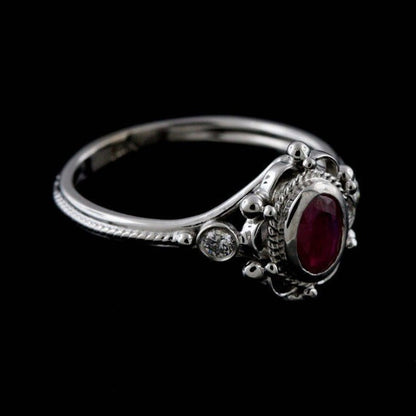 Engagement Proposal Ring Ruby Thai Silver Gemstone Rings Anniversary Wedding Gift