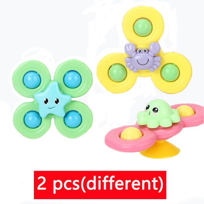 Montessori Baby Spin Top Bath Toys For Boy Children Bathing Sucker Spinner Suction Cup Toy For Kids 2 To 4 Years Rattles Teether