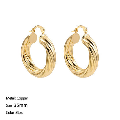 Classic Stainless Steel Ear Buckle for Women Trendy Gold Color Small Large Circle Hoop Earrings Punk Hip Hop Jewelry Accessories