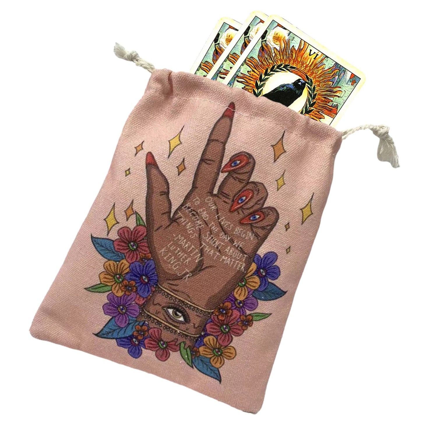 Eyes Hand Pattern Tarot Cards Storage Bag Tarot Card Deck Holder Pouch Drawstring Jewelry Board Games Dice Gift Bags Organizer