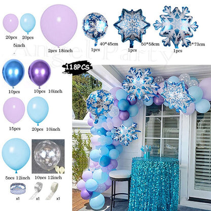 Flash Snowflake Elsa Frozen Arche Ballon Anniversaire Happy Birthday Snow Queen Balloons Party Decoration Kit Baby Shower Globos