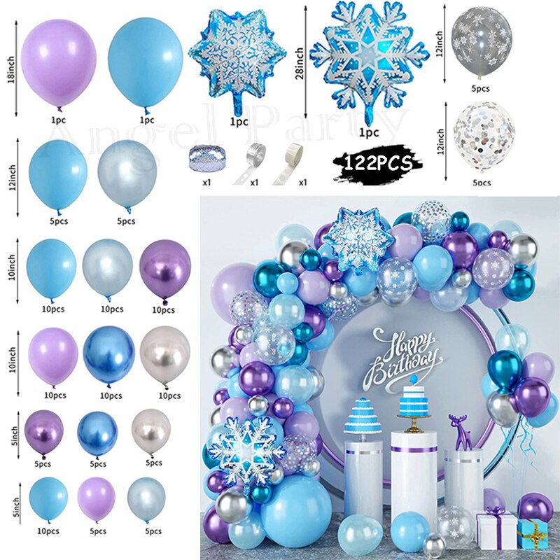 Flash Snowflake Elsa Frozen Arche Ballon Anniversaire Happy Birthday Snow Queen Balloons Party Decoration Kit Baby Shower Globos
