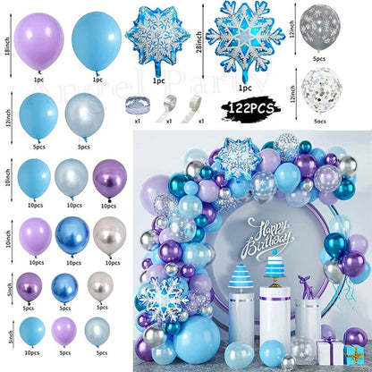 Flash Snowflake Elsa Frozen Arche Ballon Anniversaire Happy Birthday Snow Queen Balloons Party Decoration Kit Baby Shower Globos