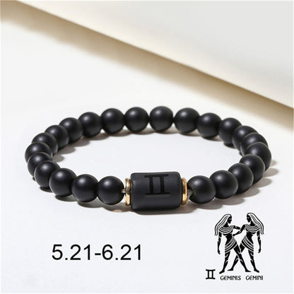 Fashion Zodiac Bracelets For Women Men Matte Black Agate Beads Wristbands Couple Gifts Jewelry Beaded Bracelets