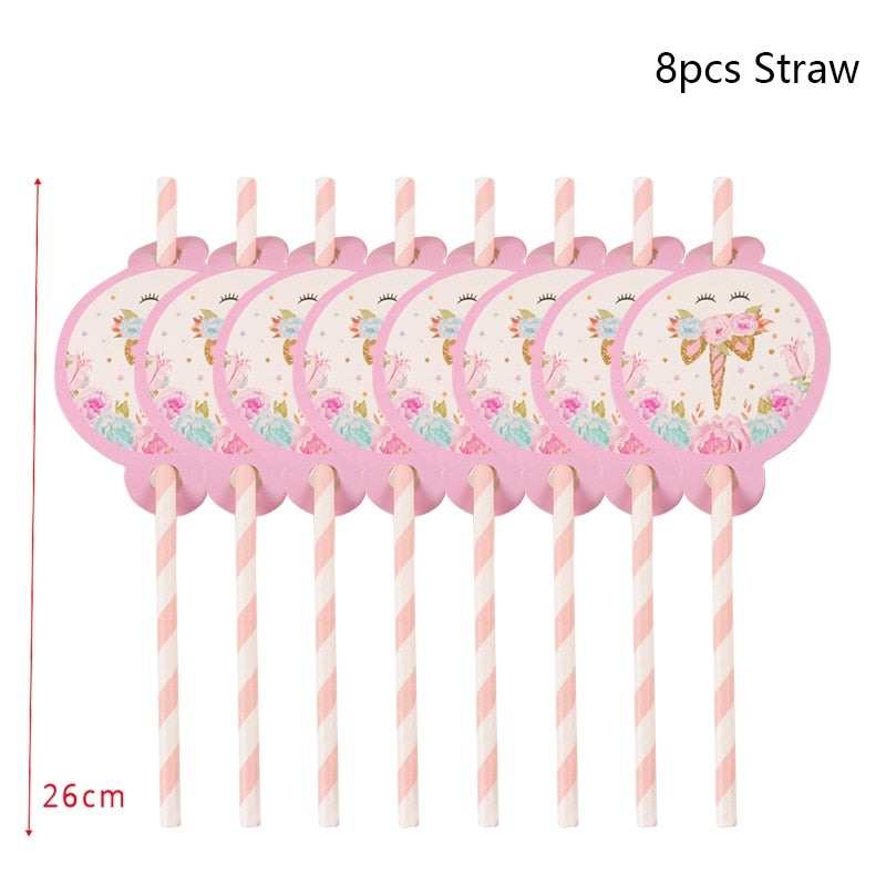 Unicorn Party 3-tier Cup Cake Stand Paper Plates Cups Balloon Birthday Party Decoration Kids Unicornio Party Girls Baby Shower