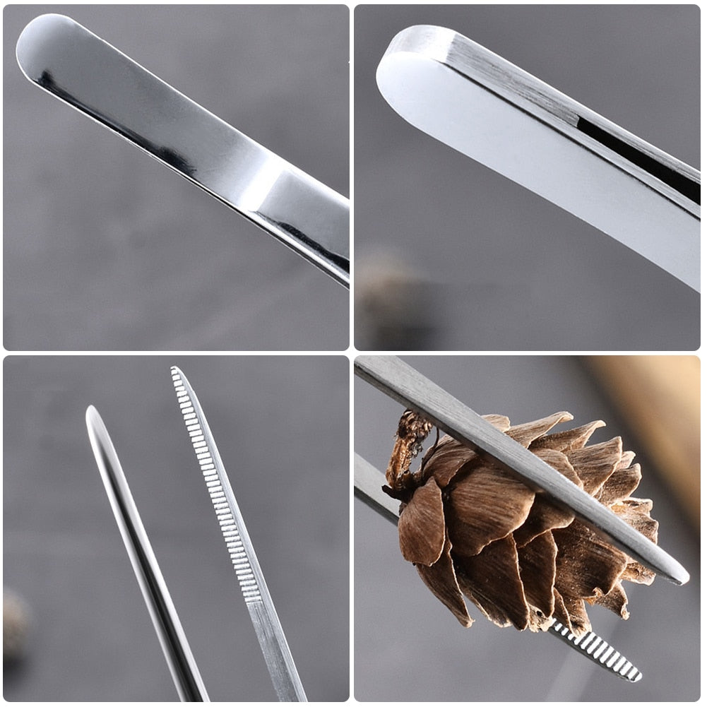 3 Sizes Kitchen Tweezer BBQ Food Tweezer Clip Mini Chief Tongs Stainless Steel Portable for Picnic Meat Barbecue Cooking Tool