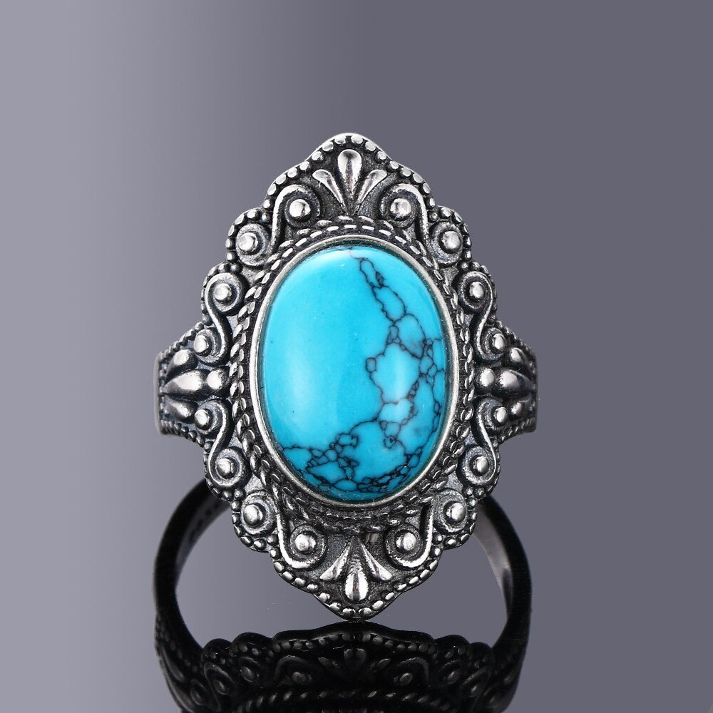 Nasiya Vintage Oval Natural Labradorite Rings For Women Silver Ring Jewelry Finger Ring Gemstone Rings Party Gift