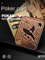 AA KK Metal Poker Push Card Toys Fidget  Spinning Top Decompression Office Stress Relief Toy Gift desk autism toys Fidget Roller