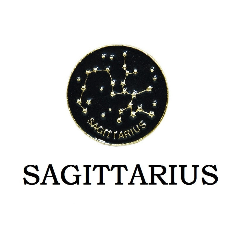 Creative 12 Constellation Badge Star Zodiac Sign Horoscope Leo Libra Virgo Enamel Brooch Personality Lapel Backpack Pins Jewelry