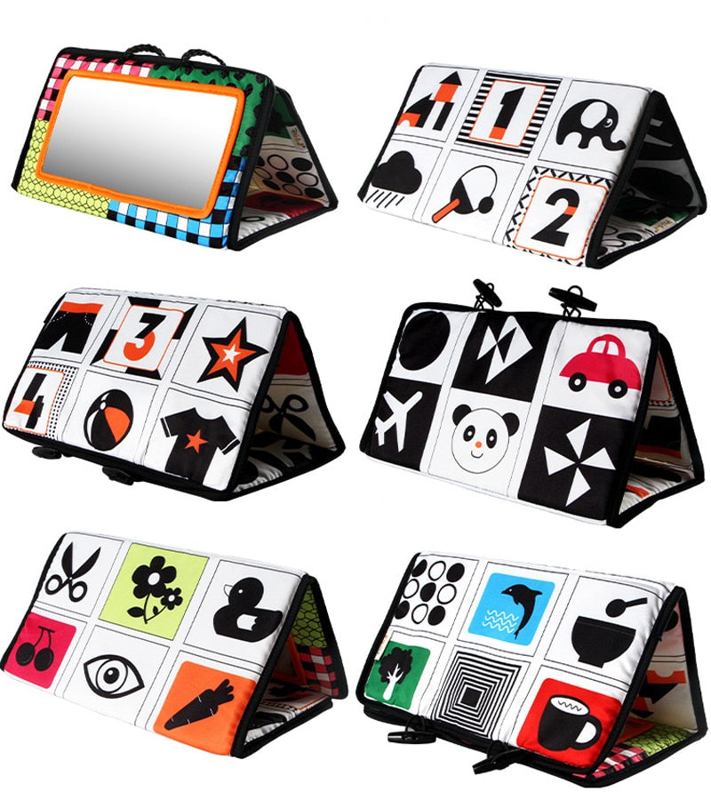 Black And White Baby Mirror Tummy Time Toys For Babies Montessori Development Crawl Toys High Contrast Baby Toy Activity Mirror