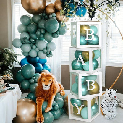 Baby Shower Decoration Boy Girl Transparent Balloon Box Letter Frist 1st Birthday Wedding Party Gender Reveal Baptism Decoration