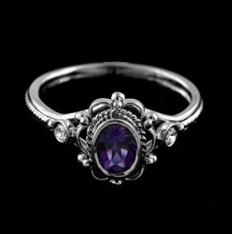 Engagement Proposal Ring Ruby Thai Silver Gemstone Rings Anniversary Wedding Gift
