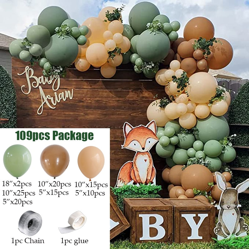 Animal Printed Balloon Arch Kit Jungle Safari Green Latex Balloons Wild One Birthday Wedding Baby Shower Party Decor Supplies