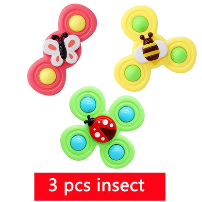 Montessori Baby Spin Top Bath Toys For Boy Children Bathing Sucker Spinner Suction Cup Toy For Kids 2 To 4 Years Rattles Teether