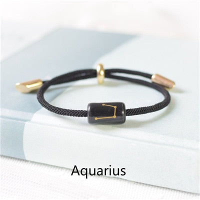 12 Constellation Zodiac Bracelet For Women Men Ceramics Engrave Charm Lucky couple Bracelets Fashion Jewelry Reiki best