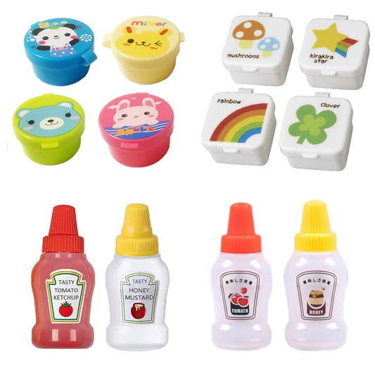 Mini Condiment Squeeze Bottle box Salad Dressing Ketchup Squeeze Jar Container Plastic Portable Lunch Box