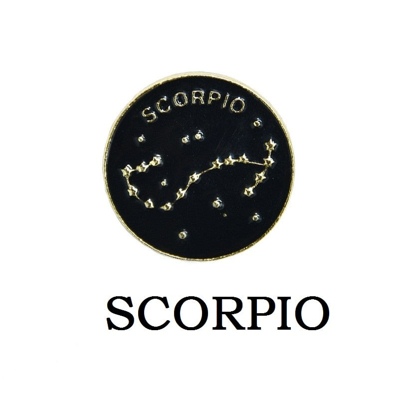 Creative 12 Constellation Badge Star Zodiac Sign Horoscope Leo Libra Virgo Enamel Brooch Personality Lapel Backpack Pins Jewelry