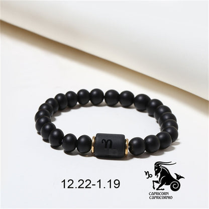 Fashion Zodiac Bracelets For Women Men Matte Black Agate Beads Wristbands Couple Gifts Jewelry Beaded Bracelets