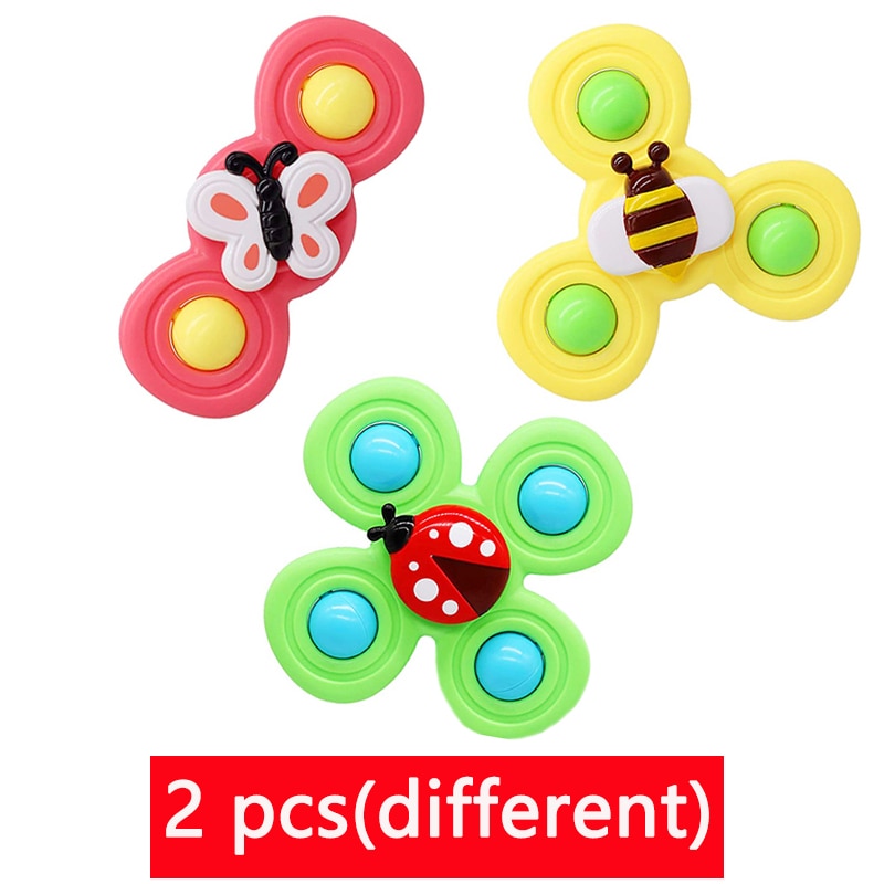 Montessori Baby Spin Top Bath Toys For Boy Children Bathing Sucker Spinner Suction Cup Toy For Kids 2 To 4 Years Rattles Teether