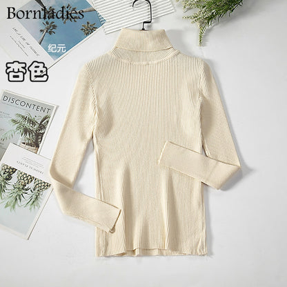 Bornladies 2022 Basic Turtleneck Women Sweaters Autumn Winter Tops Slim Women Pullover Knitted Sweater Jumper Soft Warm Pull