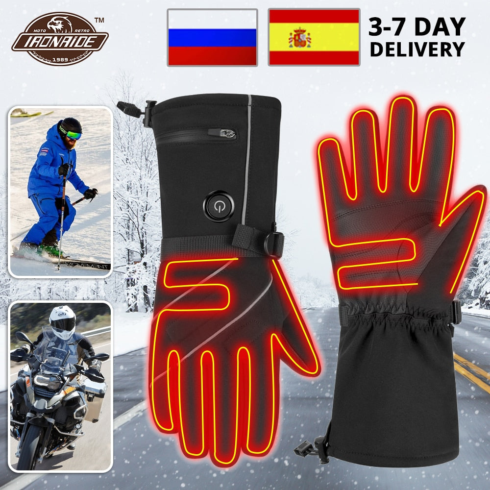 HEROBIKER Motorcycle Gloves Waterproof Heated Guantes Moto Touch Screen Battery Powered Motorbike Racing Riding Gloves Winter##