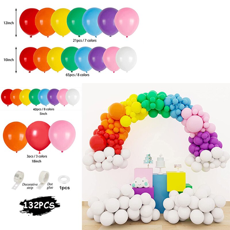 6 Colors Crepe Paper Latex Balloons Rainbow Birthday Decoration Kit Gender Reveal Party Balloon Wedding Oh Baby Shower Boy Girl