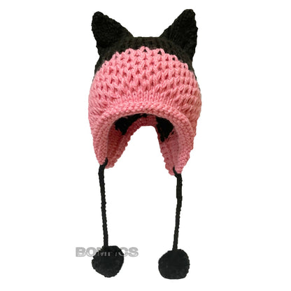 BomHCS Cute Fox Ears Beanie Winter Warm 100% Handmade Knit Hat