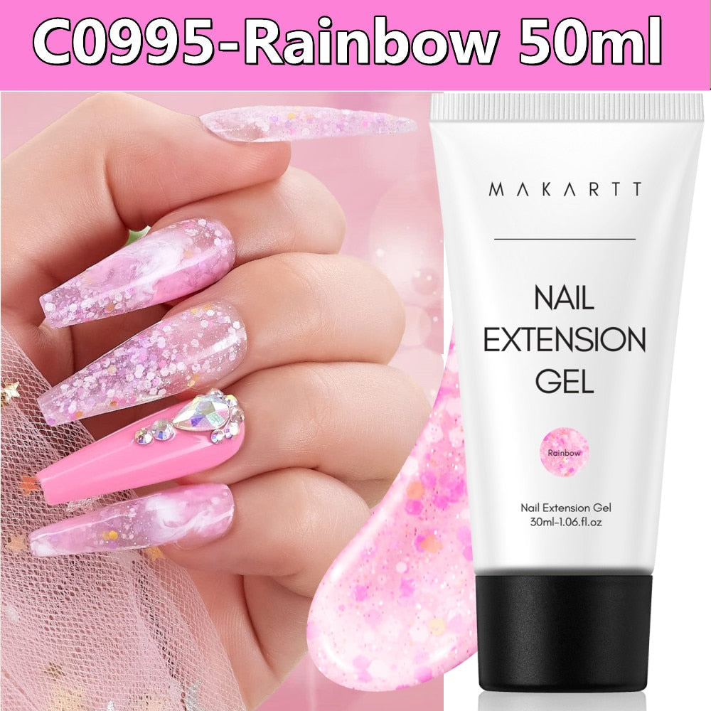 Makartt Poly Nail Extension Gel 30ML / 50ML Pink Clear Blue Purple Nail Gel Trendy Nail Art Design French Manicure For Starters