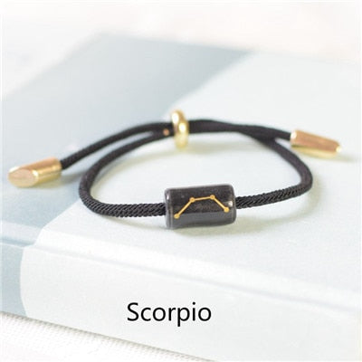 12 Constellation Zodiac Bracelet For Women Men Ceramics Engrave Charm Lucky couple Bracelets Fashion Jewelry Reiki best