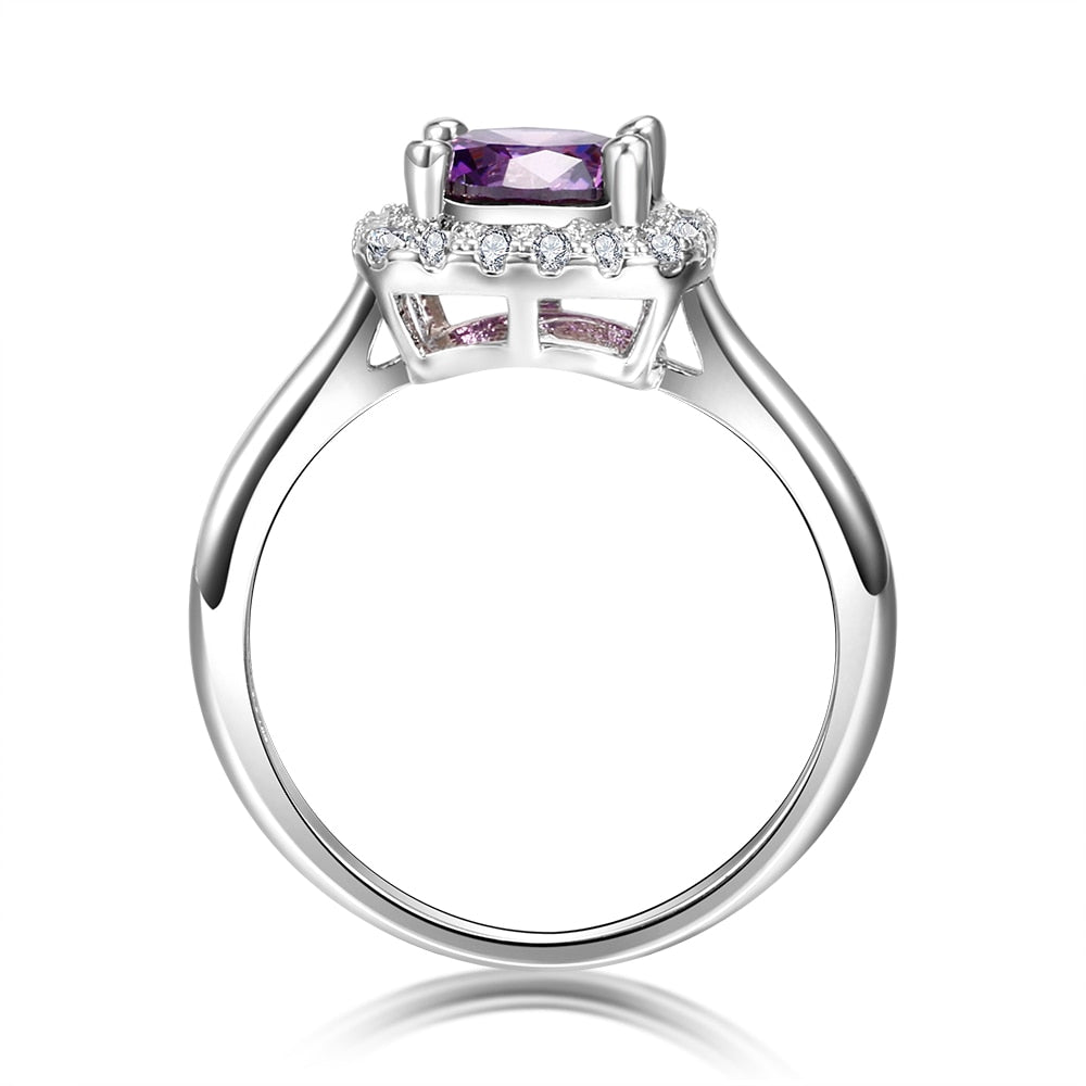 Nasiya New Trendy Hot Sale Wedding Rings Created Amethyst Ring For Women Fashion Silver Jewelry With Gemstone Party Gift