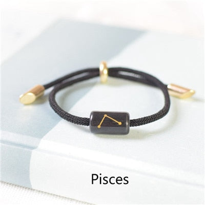 12 Constellation Zodiac Bracelet For Women Men Ceramics Engrave Charm Lucky couple Bracelets Fashion Jewelry Reiki best