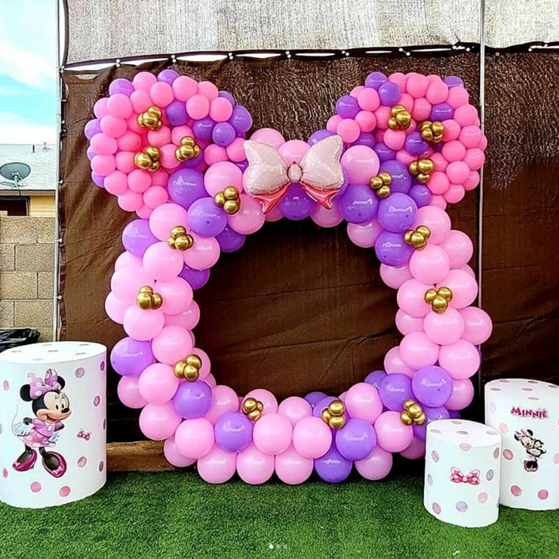 Disney Minnie Mouse Head Foil Balloons Garland Arch Kit Pink Gold Latex Balloons Birthday Baby Shower Party Decoration Supplies