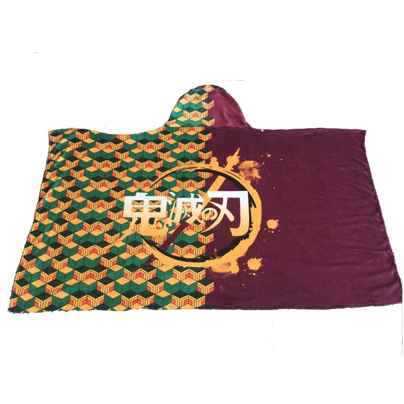 Anime Demon Slayer Kimetsu No Yaiba Blanket Cloak Cosplay Costume Kamado Nezuko Agatsuma Zenitsu Flannel Blanket Hoodie Shawl