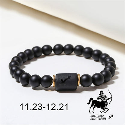 Fashion Zodiac Bracelets For Women Men Matte Black Agate Beads Wristbands Couple Gifts Jewelry Beaded Bracelets