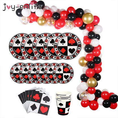 Casino Theme Decoration Playing Card Disposable Tableware Poker Las Vegas Party Decoration Balloon Game Night Magic Party Supply