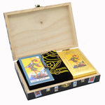 Gold Foil 12 * 7cm Wooden Box Tarot PVC Waterproof Wear-resistant Chess Board Game Card Divination Gift Box Set Luxury