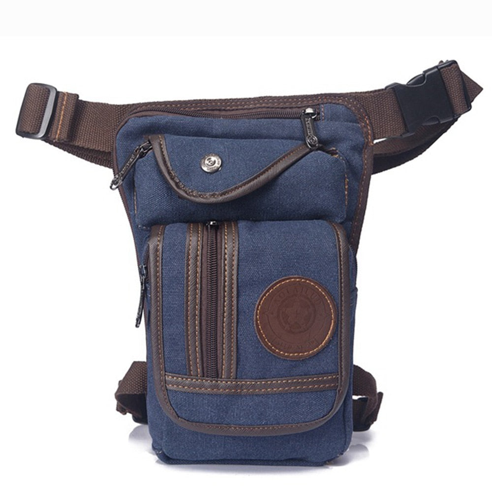 High Quality Men&#39;s Canvas Drop Leg Bag Military Motorcycle Multi-purpose Messenger Shoulder Bags Belt Hip Bum Waist Fanny Pack