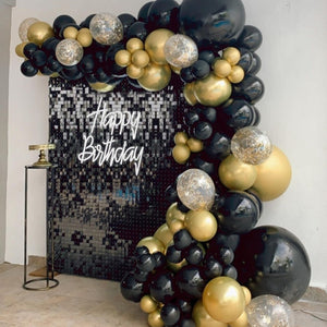Black Gold Balloon Garland Arch Kit Confetti Latex Balloon Happy 30 40 50 Year Old Birthday Party Decoration 30th Anniversary